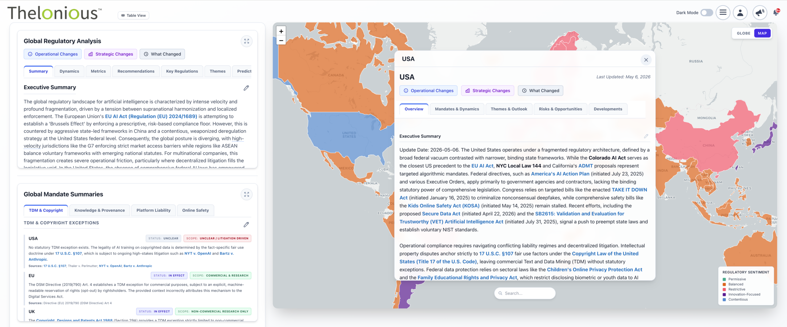 Global regulatory analysis map