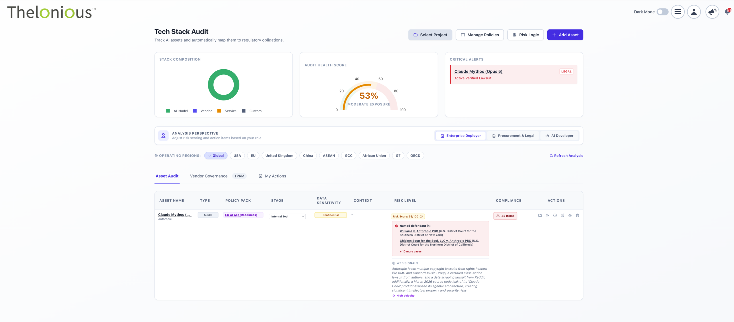 Tech Stack Audit screen